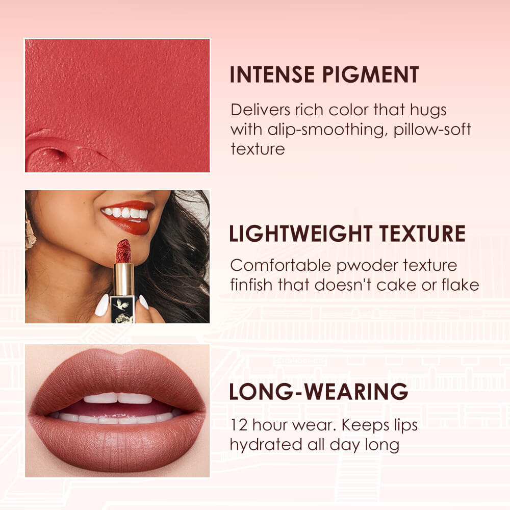 Catkin Rouge Carving Lipsticks Matte Finish Lipstick Moisturizing Long Lasting Smooth Nude Red Lipstick