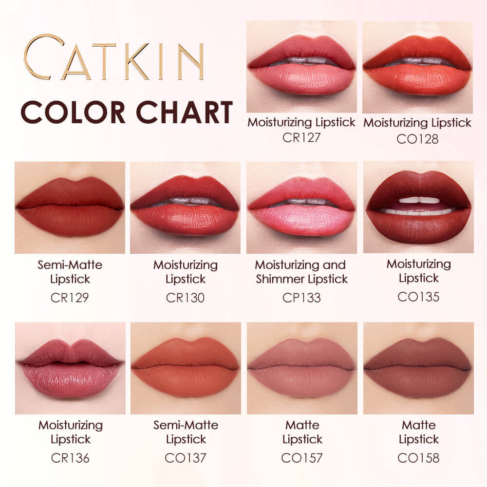 Catkin Rouge Carving Lipsticks Matte Finish Lipstick Moisturizing Long Lasting Smooth Nude Red Lipstick