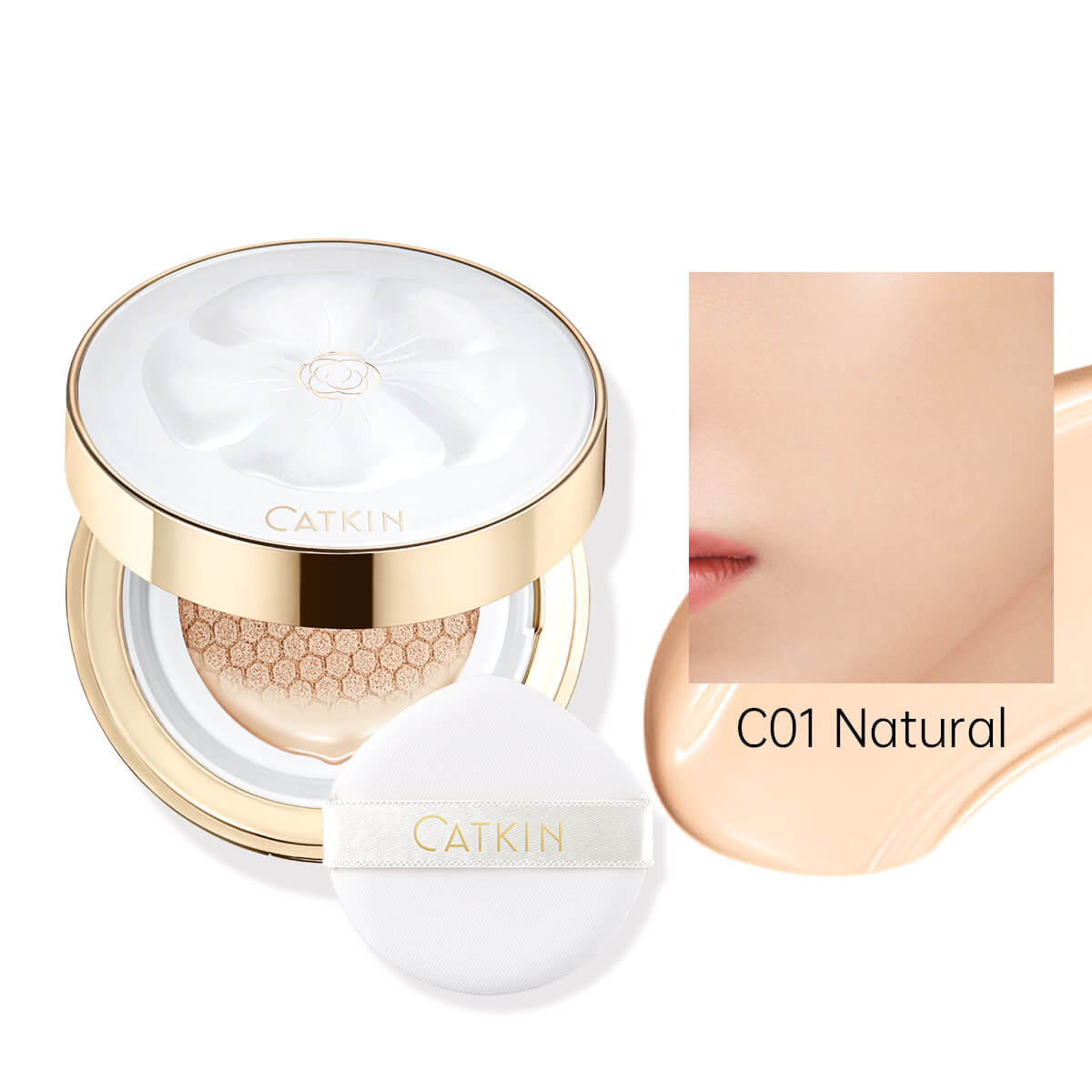 CATKIN Flawless Glow Long Lasting Cushion Foundation Skin Nourishing & Makeup 2 In 1 Natural Finish