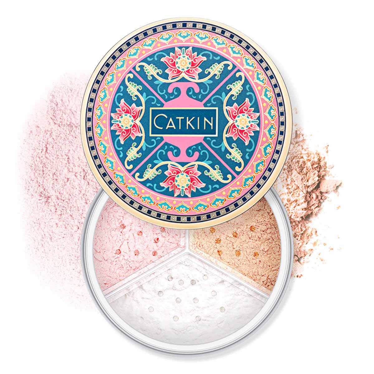 CATKIN Tri-color Lotus Loose Setting Powder Oil control Even Out Discoloration Matte Finish Face Makeup